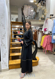 Abaya kimono avec sfifa traditionnelle en noir