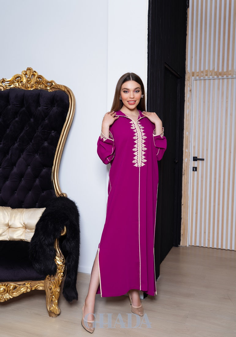 Djellaba en Broderie - Fa?�on Maalem en rose fushia �?? GHADA FASHION