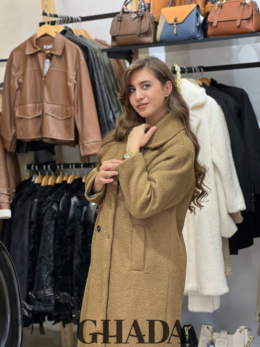 Manteau En Laine Camel Carven Taille 40 FR - Double Boutonnage, Occasion Excellent état