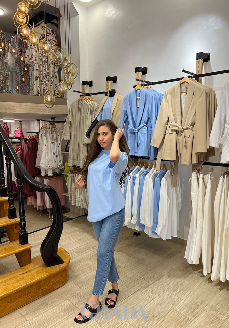 T-shirt oversize en bleu ciel