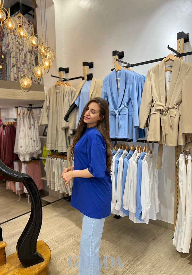 T-shirt oversize en bleu roi