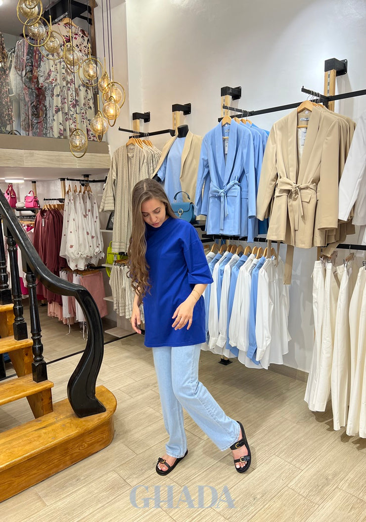 T-shirt oversize en bleu roi