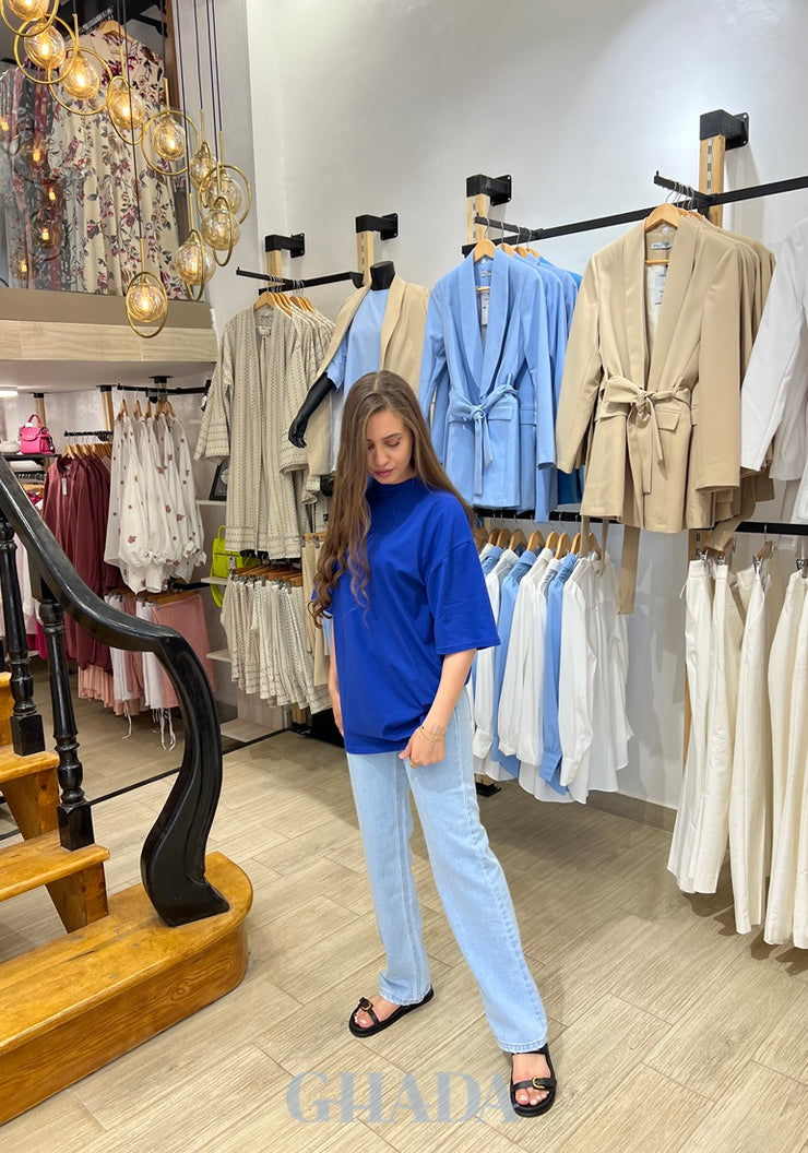 T-shirt oversize en bleu roi