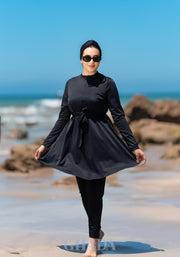 Burkini noir en 5 pieces avec cache maillot