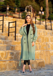 Trench long en vert pastel