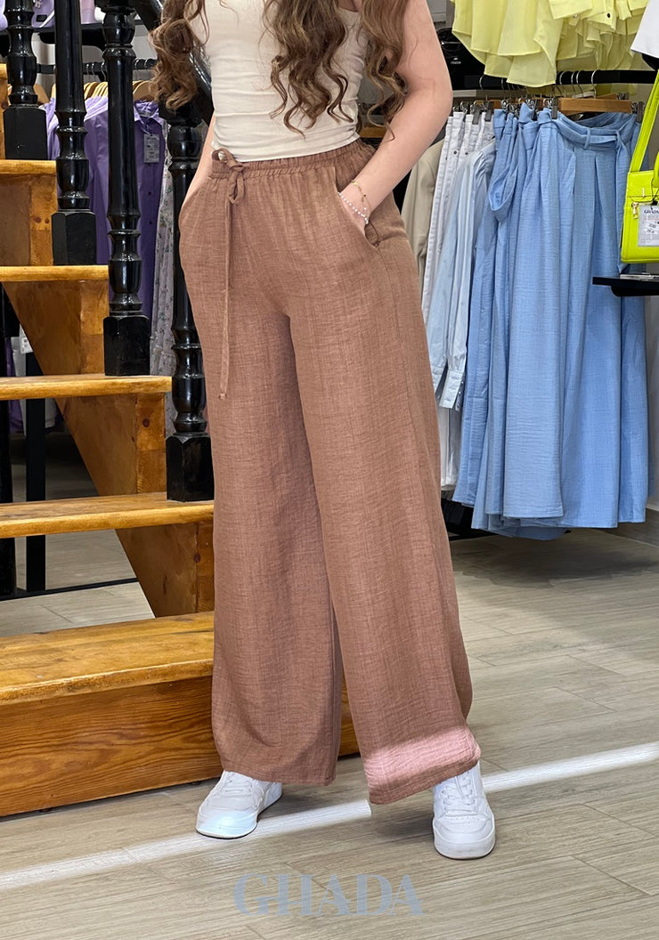 Pantalon marron en lin