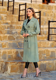 Trench long en vert pastel