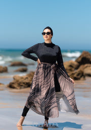 Burkini noir en 5 pieces avec cache maillot