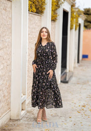 Robe en mousline doublée en noir