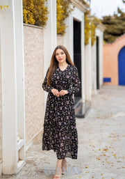 Robe en mousline doublée en noir