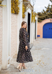 Robe en mousline doublée en noir