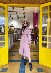 Trench coat long en rose balais