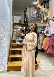 Abaya kimono avec sfifa traditionnelle en beige