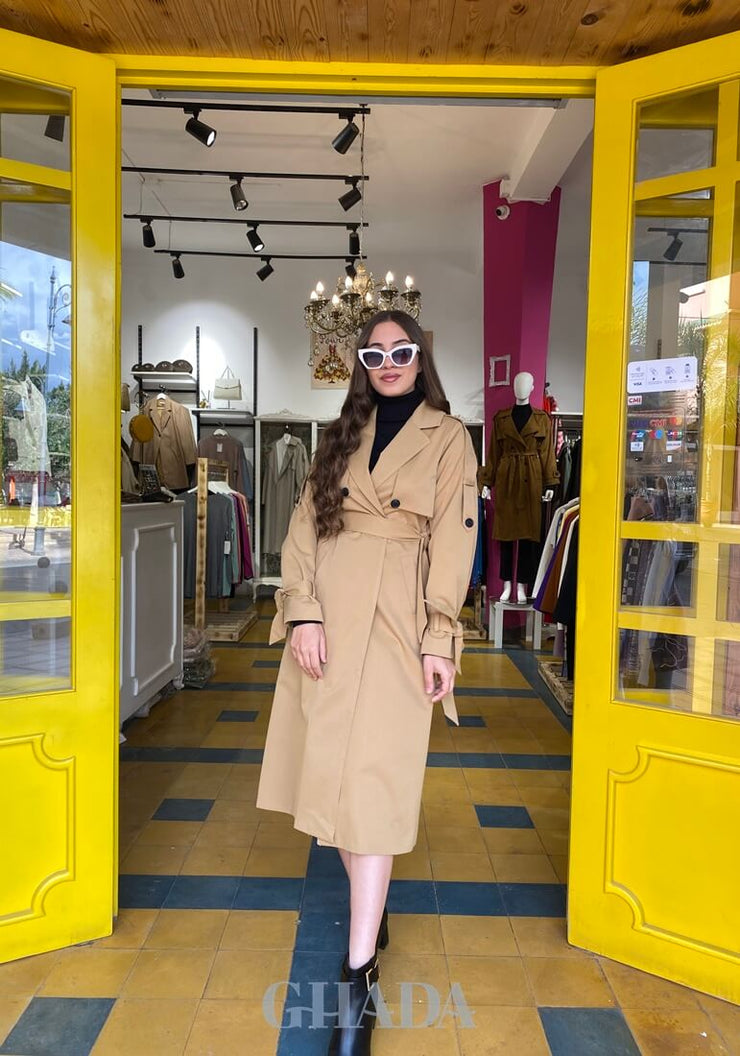 Trench coat long en beige