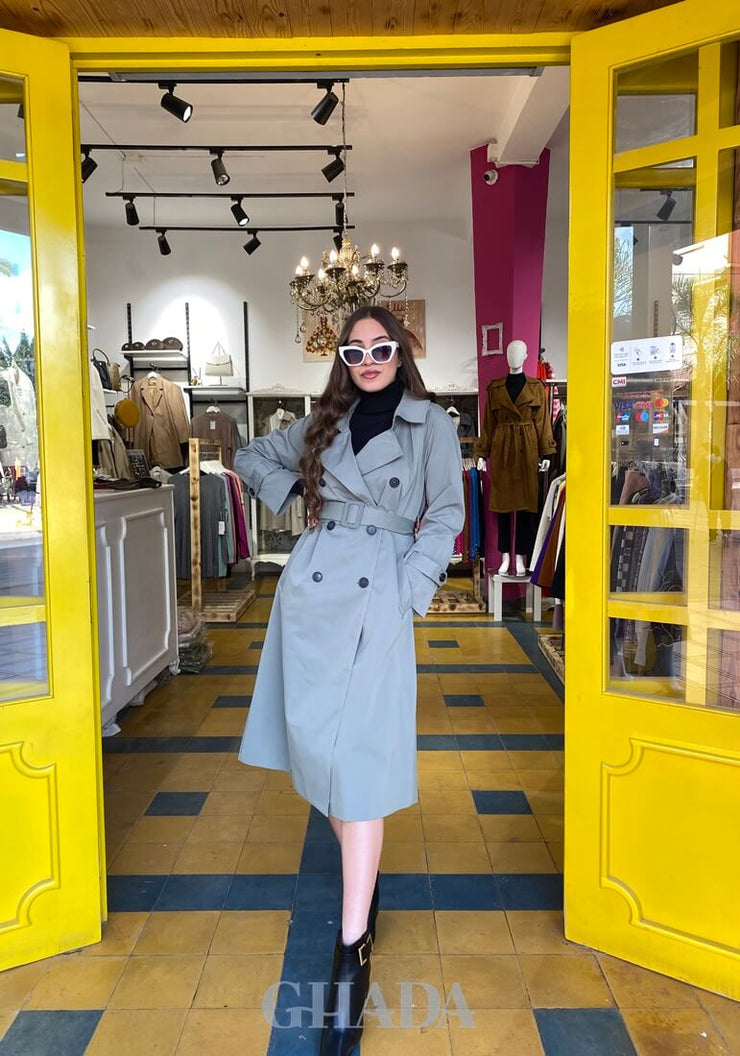 Trench coat en vert pastel