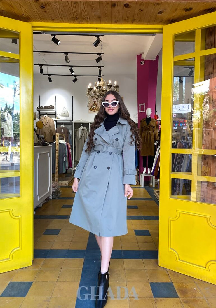 Trench coat en vert pastel