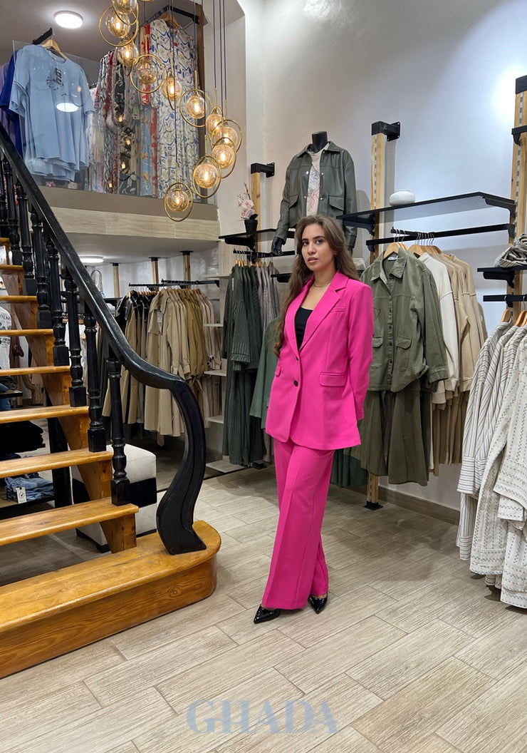 Ensemble blazer - pantalon en rose fuchsia
