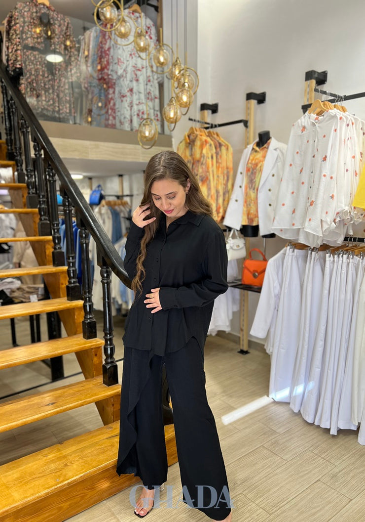 Ensemble chemisier et pantalon en noir