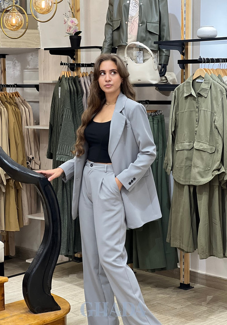 Ensemble blazer - pantalon en gris