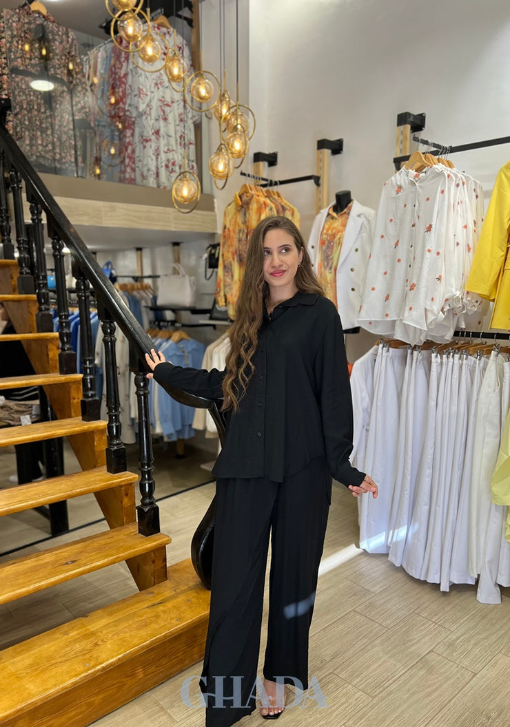 Ensemble chemisier et pantalon en noir