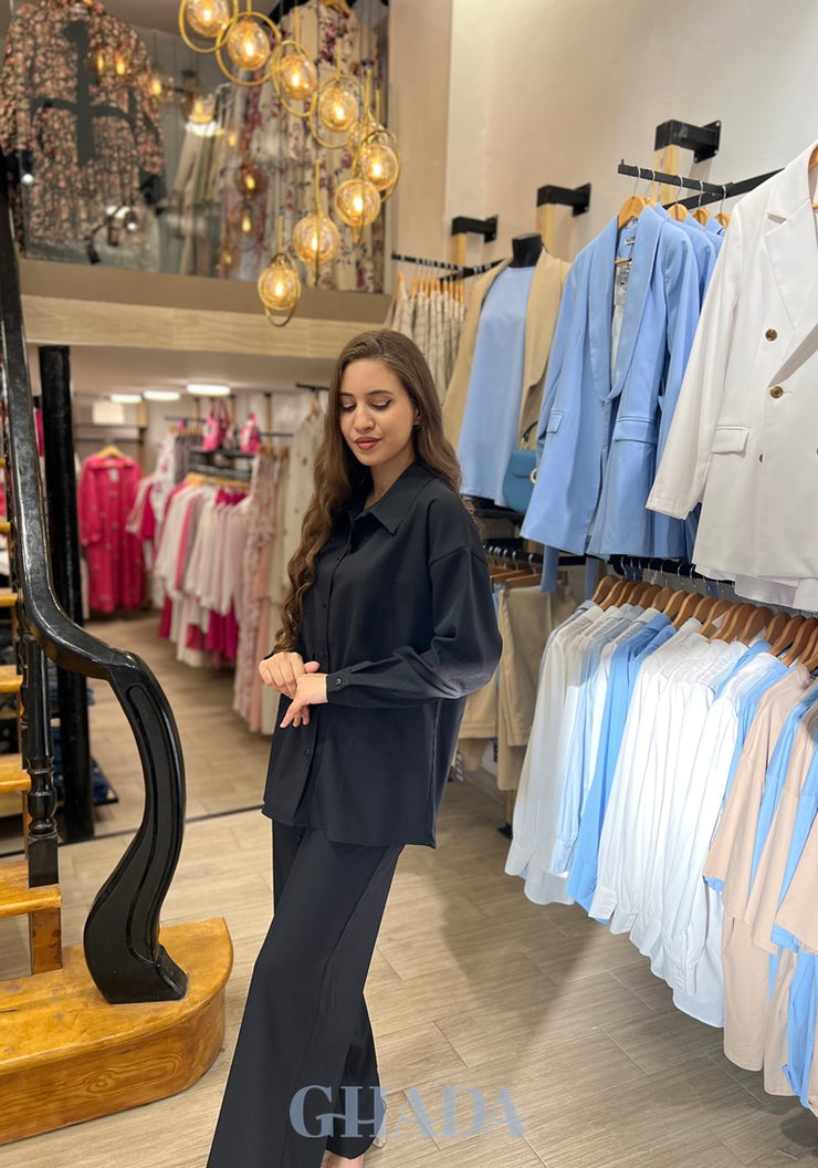 Ensemble chemise & pantalon en noir