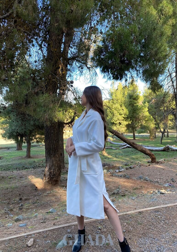 Manteau oversize long en blanc