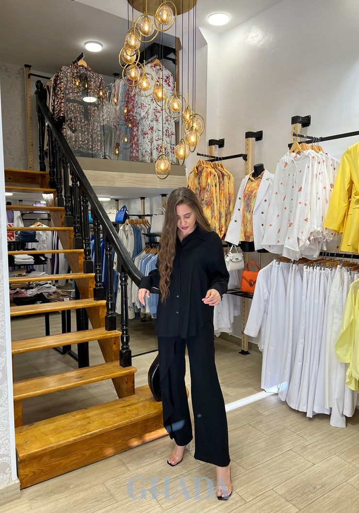 Ensemble chemisier et pantalon en noir