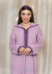 Djellaba en Broderie - Façon Maalem en mauve