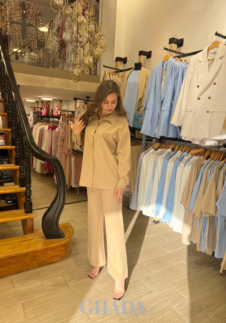 Ensemble chemise & pantalon en beige