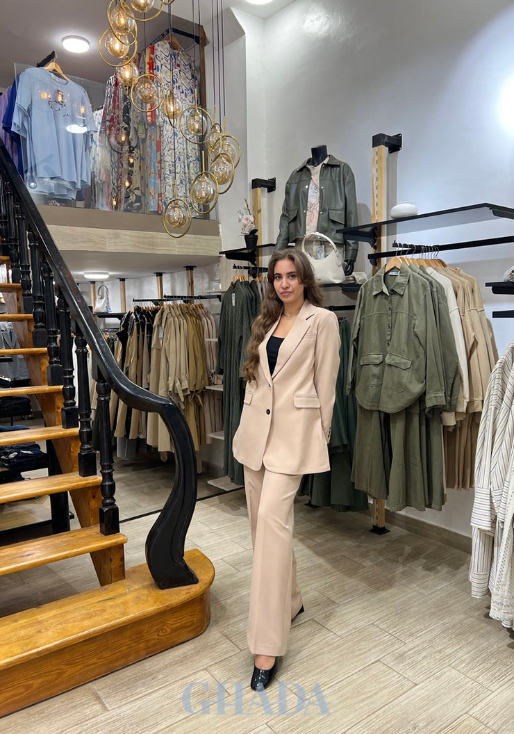 Ensemble blazer - pantalon en beige