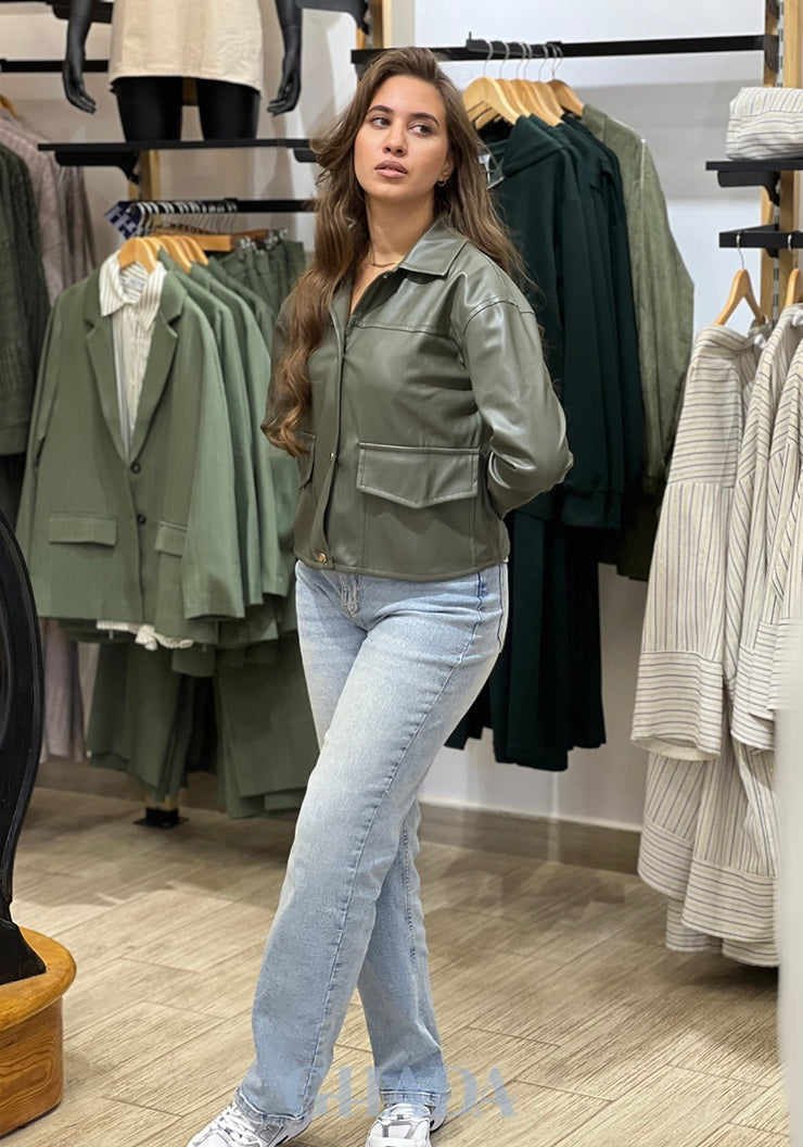Veste courte en simili cuir