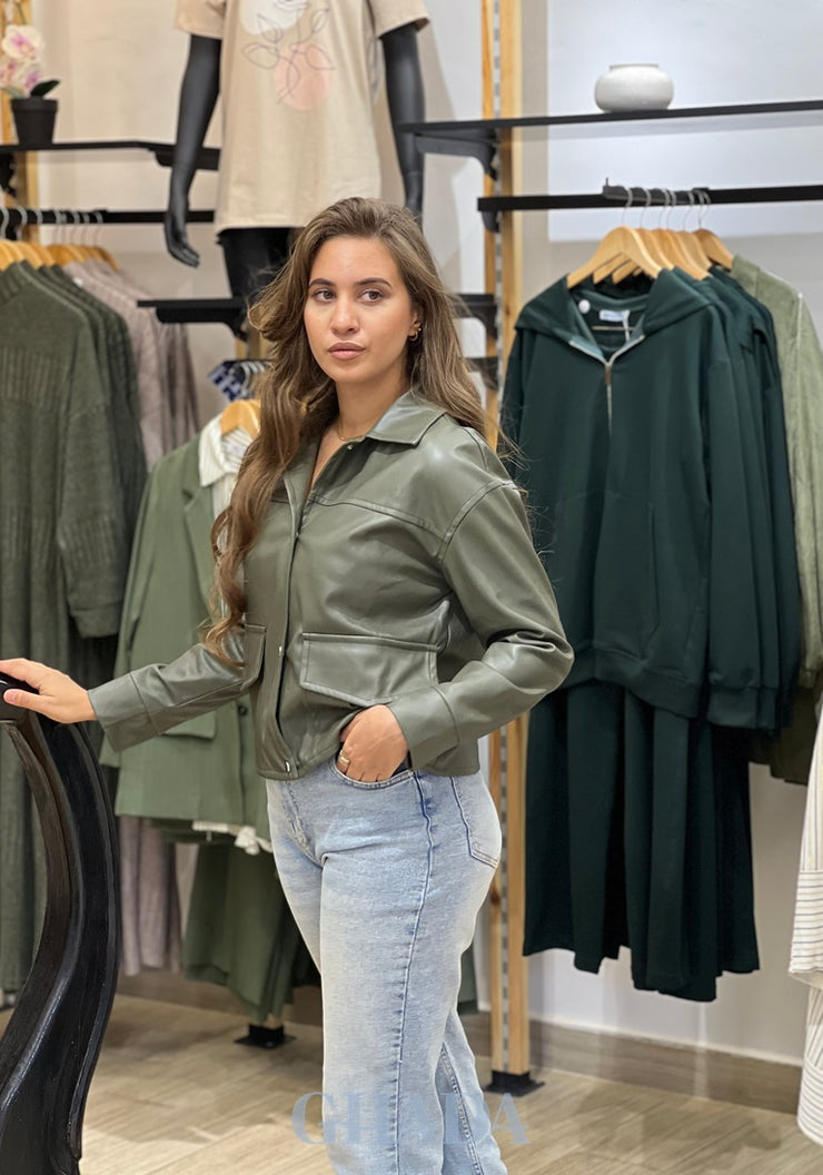 Veste courte en simili cuir