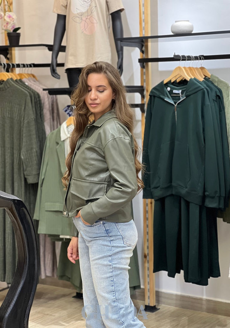Veste courte en simili cuir