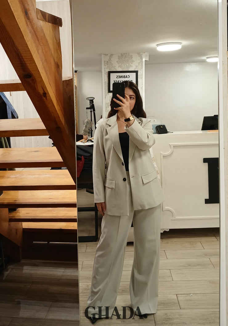 Ensemble tailleur en beige sable