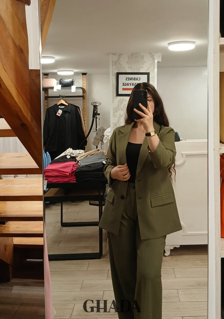 Ensemble tailleur en vert kaki