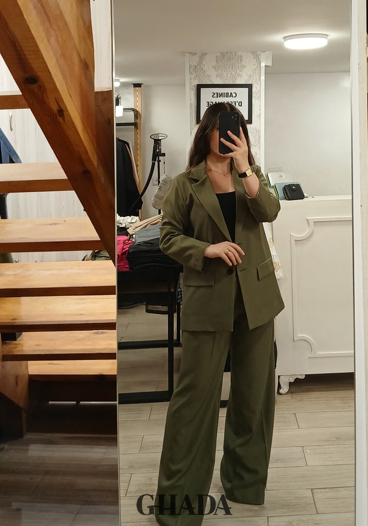 Ensemble tailleur en vert kaki