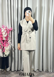 Ensemble gilet et pantalon en beige