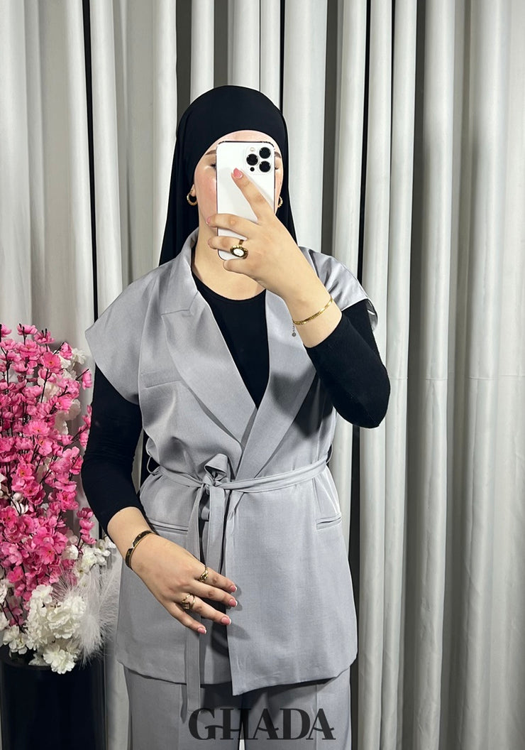 Ensemble gilet et pantalon en gris