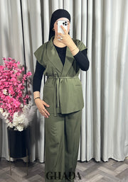 Ensemble gilet et pantalon en vert kaki