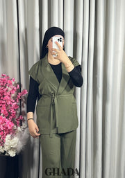 Ensemble gilet et pantalon en vert kaki