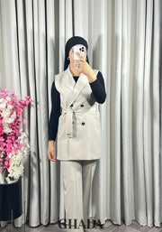 Ensemble gilet et pantalon en beige