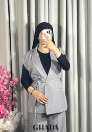 Ensemble gilet et pantalon en gris