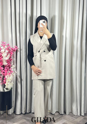 Ensemble gilet et pantalon en beige