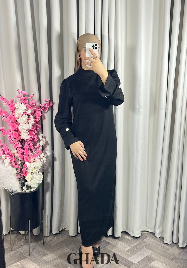 Robe longue noire en maille