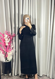 Robe longue noire en maille