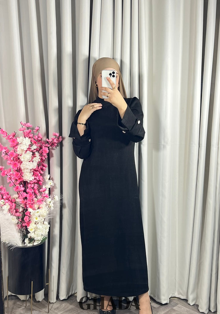 Robe longue noire en maille