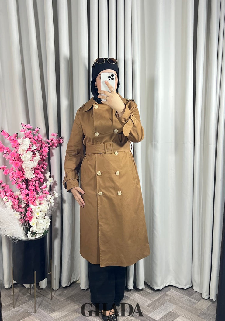 Trench-coat long en camel