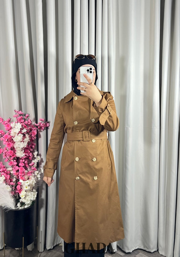 Trench-coat long en camel
