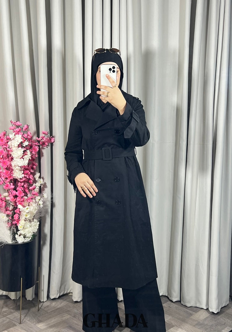 Trench-coat long en noir
