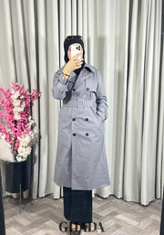 Trench-coat long en gris
